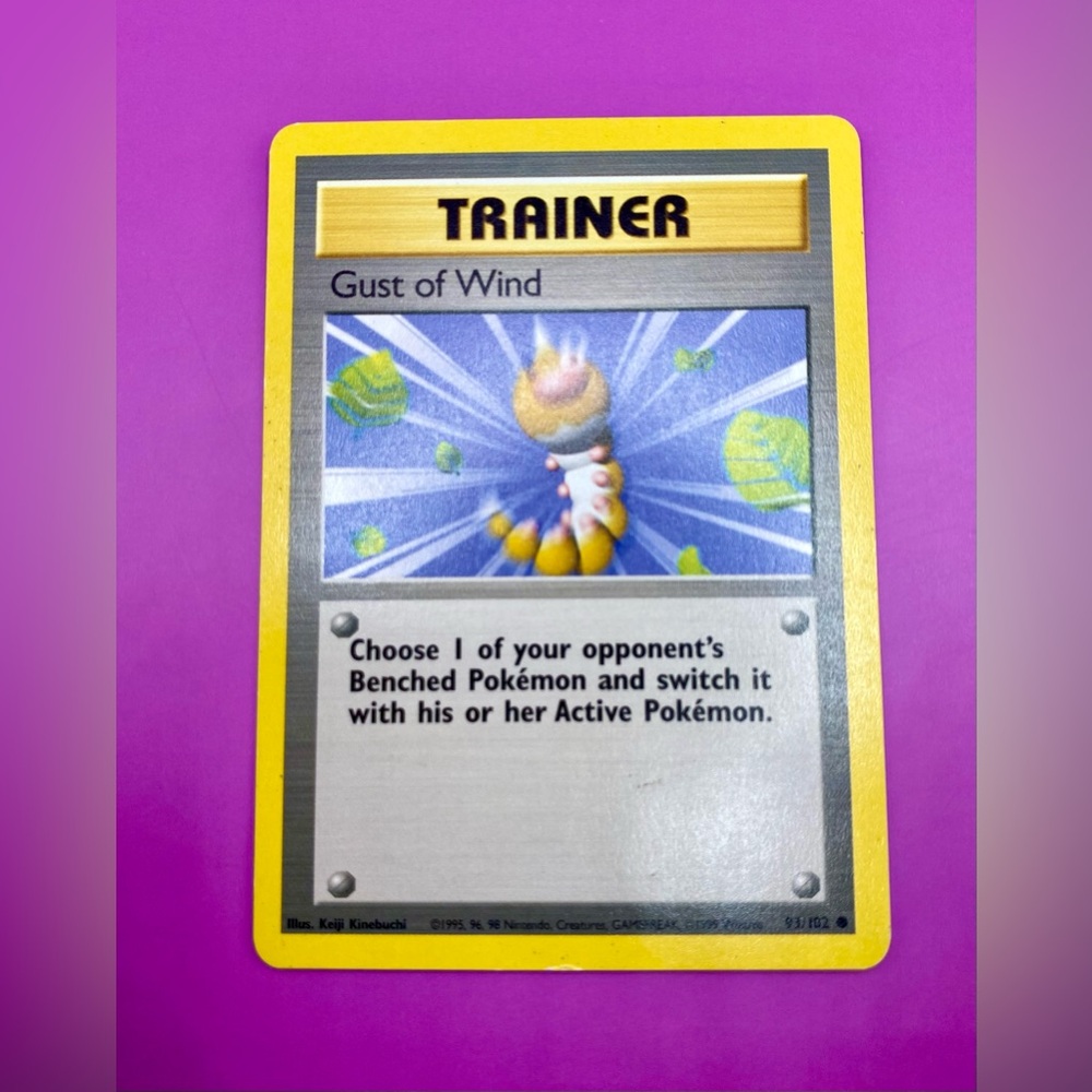 POKÉMON GUST OF WIND TRAINER CARD; 1st Edition - Base Pack; 93/102; Untouched.